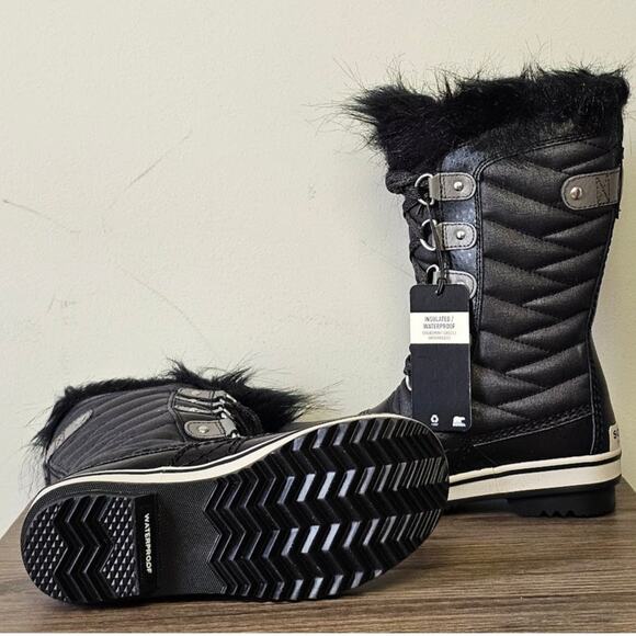 Sorel Youth Waterproof Tofino II Tall Boots Girls Size 1 Black/ Quarry NWT - Picture 9 of 10